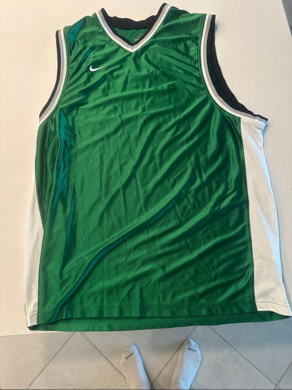 Vintage Nike Green Basketball Jersey with White Panels